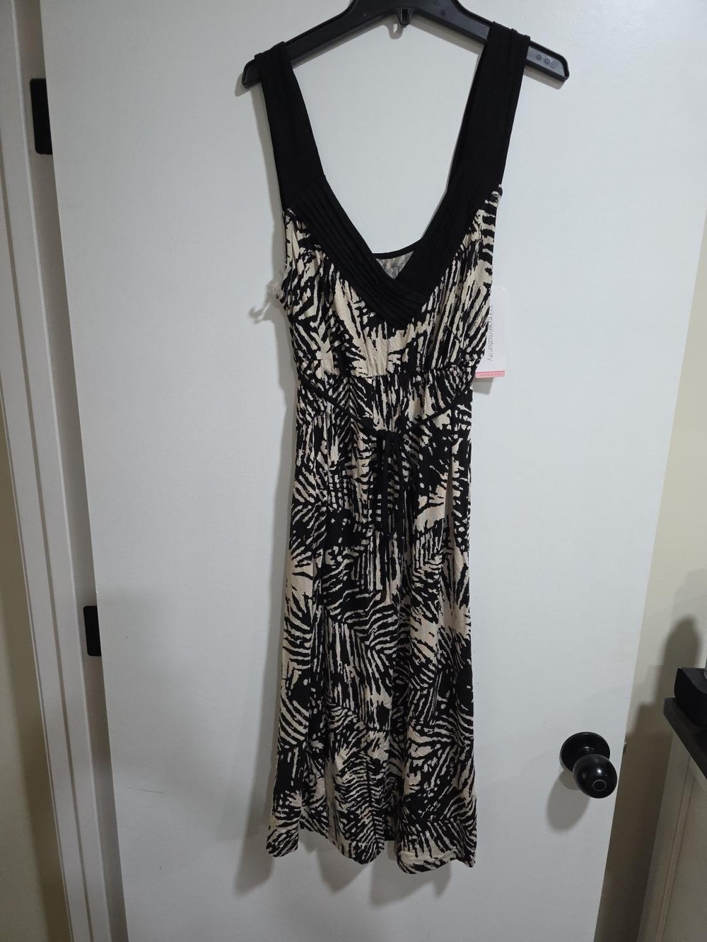 Liz Lange Maternity L Black Cream Printed Maxi Dress NWT